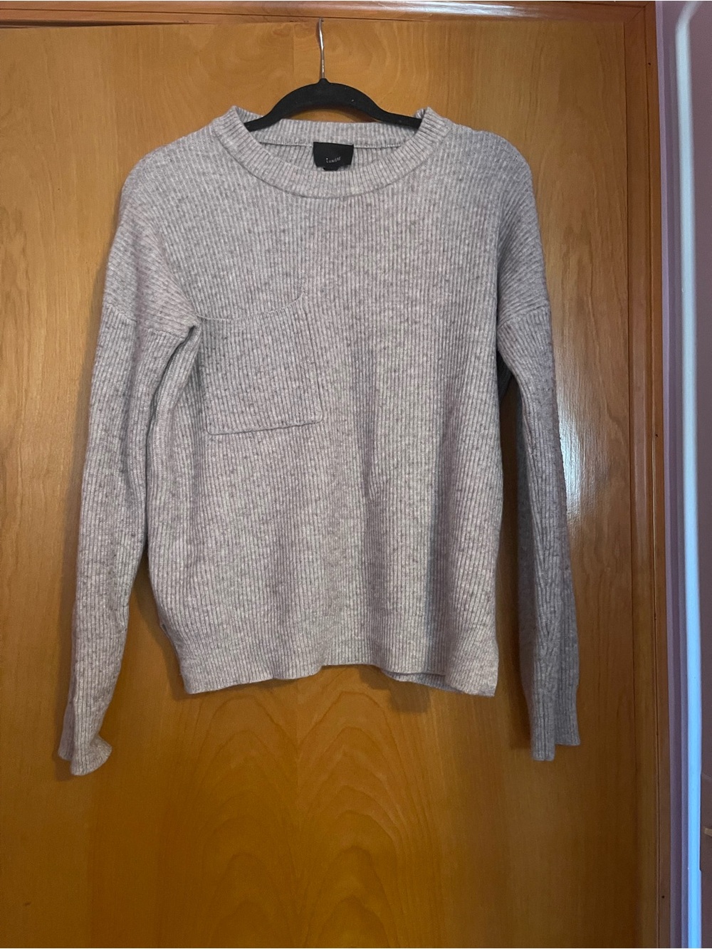 Lumière Ribbed Grey Pocket Sweater- Size Small